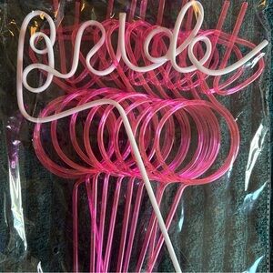 Pink Bride Party Straws